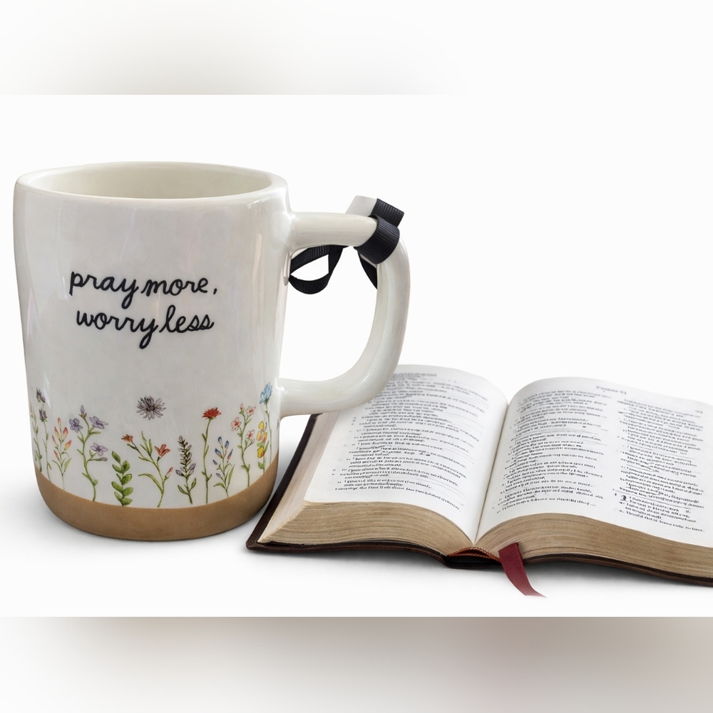 Rae Dunn - Floral White Ceramic Mug